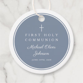 Modern Dusty Blue Boy First Communion フェイバータグ