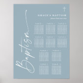 Modern Dusty Blue Boys Baptism Seating Chart ポスター (正面)