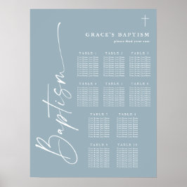 Modern Dusty Blue Boys Baptism Seating Chart ポスター