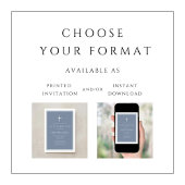 Modern Dusty Blue Cross Boy Confirmation 招待状