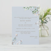 Modern Dusty Blue Floral Greenery Wedding 招待状 (スタンド正面)