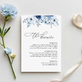Modern Dusty Blue Floral Wedding Details エンクロージャーカード