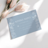 Modern Dusty Blue French Roses Wedding 出欠カード