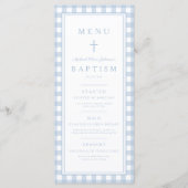 Modern Dusty Blue Gingham Boy Baptism メニュー (正面)