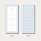 Modern Dusty Blue Gingham Boy Baptism メニュー