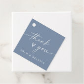 Modern Dusty Blue Handwritten Thank You Wedding フェイバータグ (インサイチュ)
