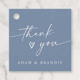 Modern Dusty Blue Handwritten Thank You Wedding フェイバータグ