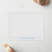 Modern Dusty Blue Line Stationery ノートカード (正面/裏面インサイチュ)