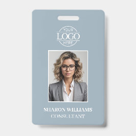Modern Dusty Blue Minimalist Employee Photo バッジ
