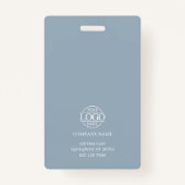 Modern Dusty Blue Minimalist Employee Photo バッジ (裏面)