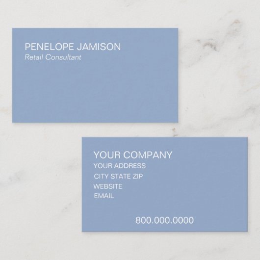 Modern Dusty Blue Minimalistic  名刺 (正面/裏面)