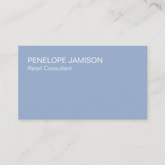 Modern Dusty Blue Minimalistic  名刺 (正面)