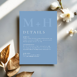 Modern Dusty Blue Monogram Wedding Details エンクロージャーカード