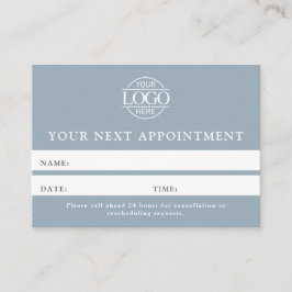 Modern Dusty Blue Professional Simple Reminder 予約カード