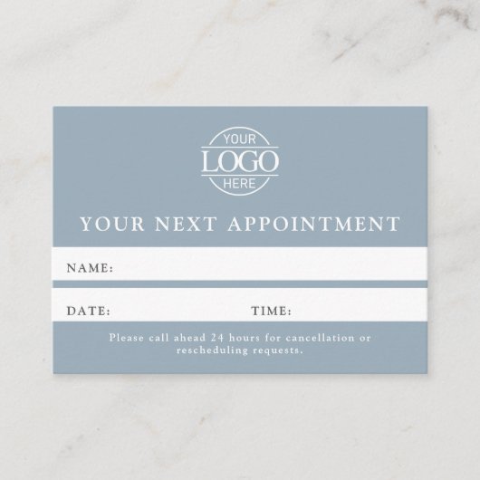 Modern Dusty Blue Professional Simple Reminder 予約カード (正面)