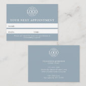 Modern Dusty Blue Professional Simple Reminder 予約カード (正面/裏面)