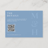 Modern Dusty Blue QR Code Wedding Online RSVP Card エンクロージャーカード (正面)