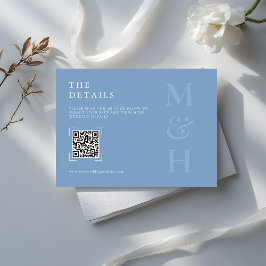 Modern Dusty Blue QR Code Wedding Online RSVP Card エンクロージャーカード