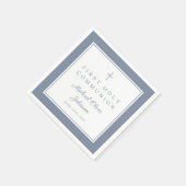 Modern Dusty Blue Religious Boy First Communion スタンダードカクテルナプキン (角)