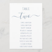 Modern Dusty Blue Script White Seating Chart Card (裏面)