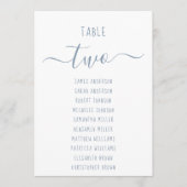 Modern Dusty Blue Script White Seating Chart Card (正面)