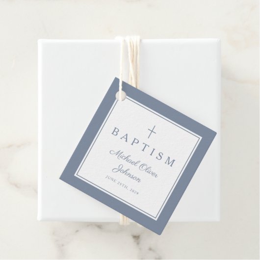 Modern Dusty Blue Thank You Baptism フェイバータグ (インサイチュ)