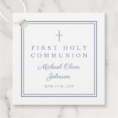 Modern Dusty Blue Thank You Boy First Communion フェイバータグ (正面)