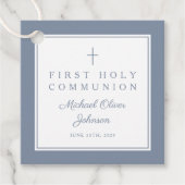 Modern Dusty Blue Thank You Boy First Communion フェイバータグ (正面)