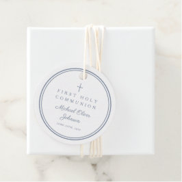 Modern Dusty Blue Thank You Boy First Communion フェイバータグ