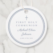 Modern Dusty Blue Thank You Boy First Communion フェイバータグ (正面)