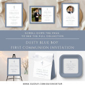Modern Dusty Blue Thank You Boy First Communion フェイバータグ
