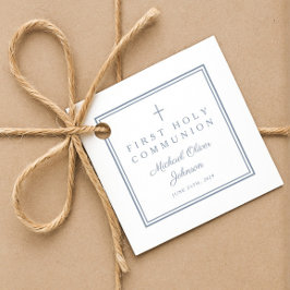 Modern Dusty Blue Thank You Boy First Communion フェイバータグ