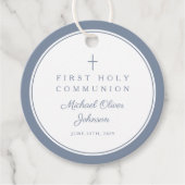 Modern Dusty Blue Thank You Boy First Communion フェイバータグ (正面)