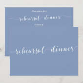 Modern Dusty Blue Wedding Rehearsal Invitations 招待状 (正面/裏面)