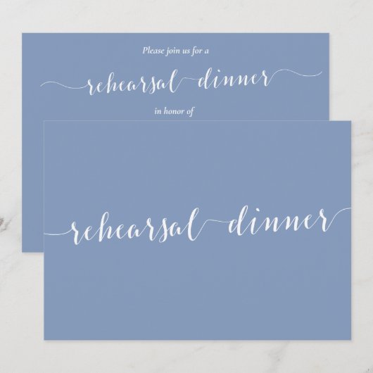 Modern Dusty Blue Wedding Rehearsal Invitations 招待状 (正面/裏面)