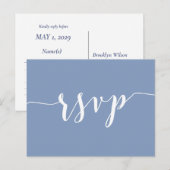 Modern Dusty Blue Wedding RSVP Postcards インビテーションポストカード (正面/裏面)