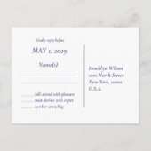 Modern Dusty Blue Wedding RSVP Postcards インビテーションポストカード (裏面)