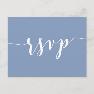 Modern Dusty Blue Wedding RSVP Postcards インビテーションポストカード