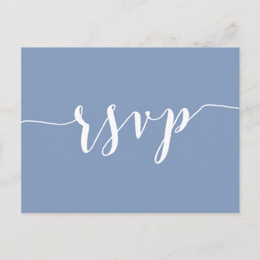Modern Dusty Blue Wedding RSVP Postcards インビテーションポストカード (正面)