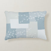 Modern Dusty Blue White Botanical Accent Pillow アクセントクッション (正面)