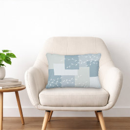 Modern Dusty Blue White Botanical Accent Pillow アクセントクッション