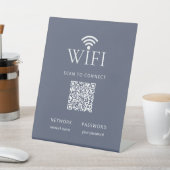 Modern Dusty Blue WiFi Network Password QR Code 台座サイン (インサイチュ)