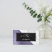 Modern Dusty Lavender Brushed Metal Marble Black 名刺 (スタンド正面)