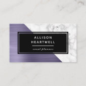 Modern Dusty Lavender Brushed Metal Marble Black 名刺 (正面)