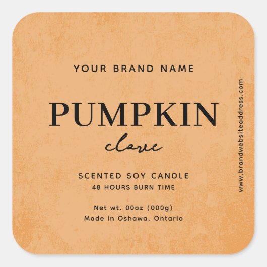 Modern Dusty Orange Rustic Label スクエアシール (正面)
