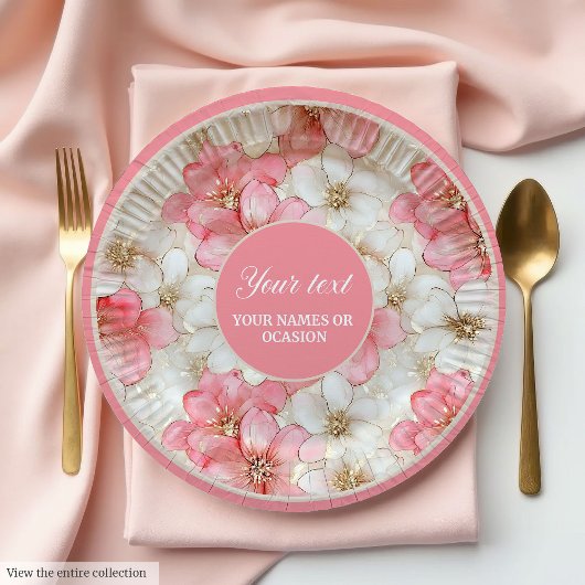 Modern dusty pink and gold birthday plate design ペーパープレート