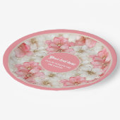 Modern dusty pink and gold birthday plate design ペーパープレート (アングル)