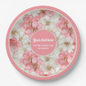 Modern dusty pink and gold birthday plate design ペーパープレート (正面)
