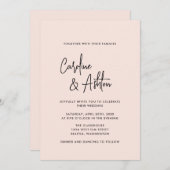 Modern | dusty pink | bold names wedding invitatio セーブザデート (正面/裏面)