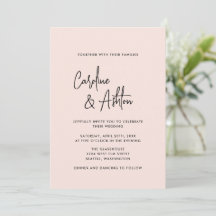Modern | dusty pink | bold names wedding invitatio